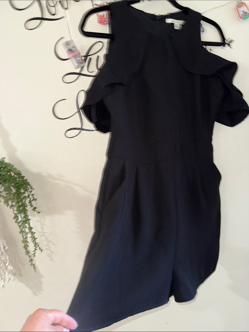miami Black Cold-Shoulder mini romper